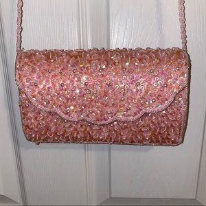 beautiful beaded pink crossbody bag